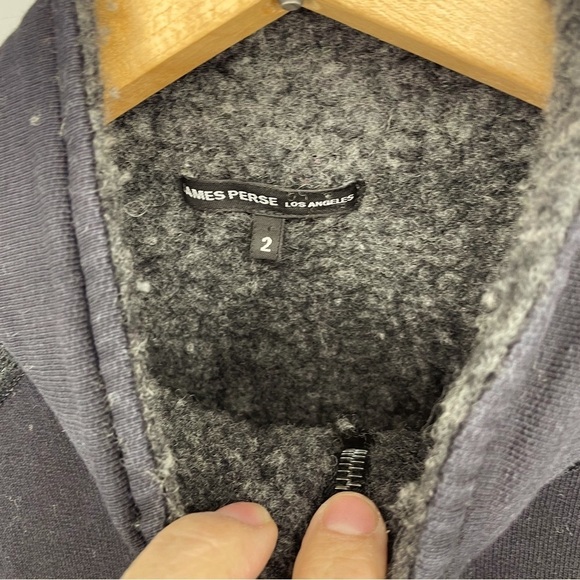 James Perse wool fleece lined zip front sweatshirt jacket 2 Med - Picture 3 of 5